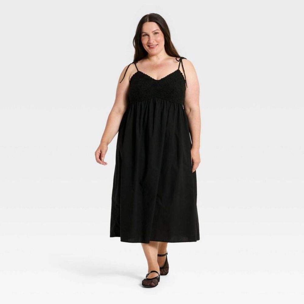Women's Crochet Maxi Sundress - A New Day Black XXL